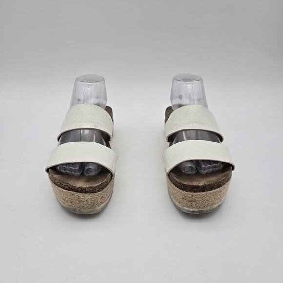 Brash Sandals Womens 8 White Slip On Leather Espadrilles Platform Shoes Twin - Picture 3 of 12